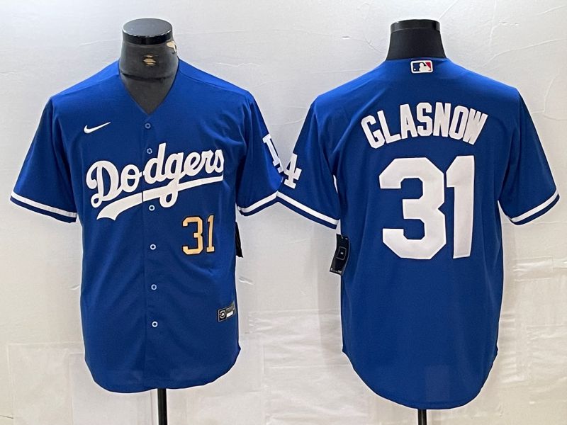 Men Los Angeles Dodgers #31 Glasnow Blue Nike Game MLB Jersey style 2